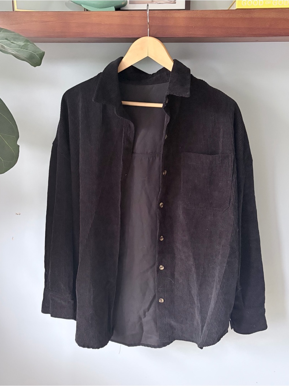 Men's Black Corduroy Button-Up Jacket